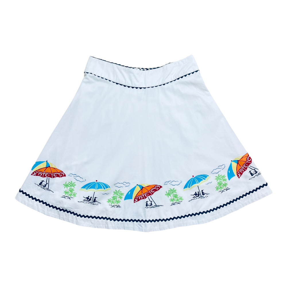 Liz Claiborne White Beach Scene A-Line Skirt Women’s Size 12